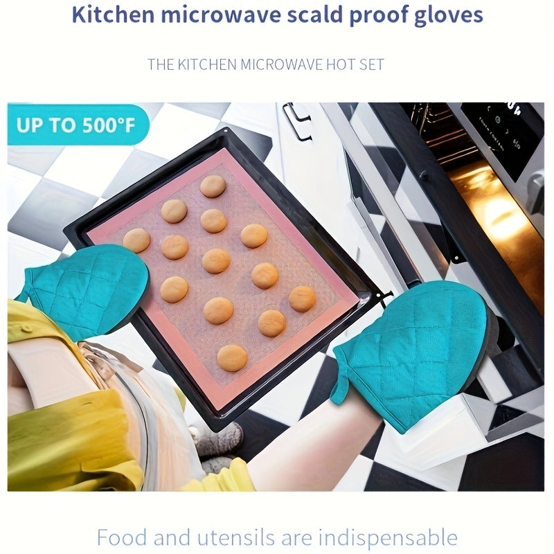 Silicone Non-Slip Heat-Resistant Oven Gloves, Multi-Functional Kitchen Microwave Oven And Baking Gloves, Food Safety, Thickened And Anti-Scald Rubber Gloves, Suitable for Graduation Ceremony, June Festival, Labor Day, Grandparents' Day And Easter