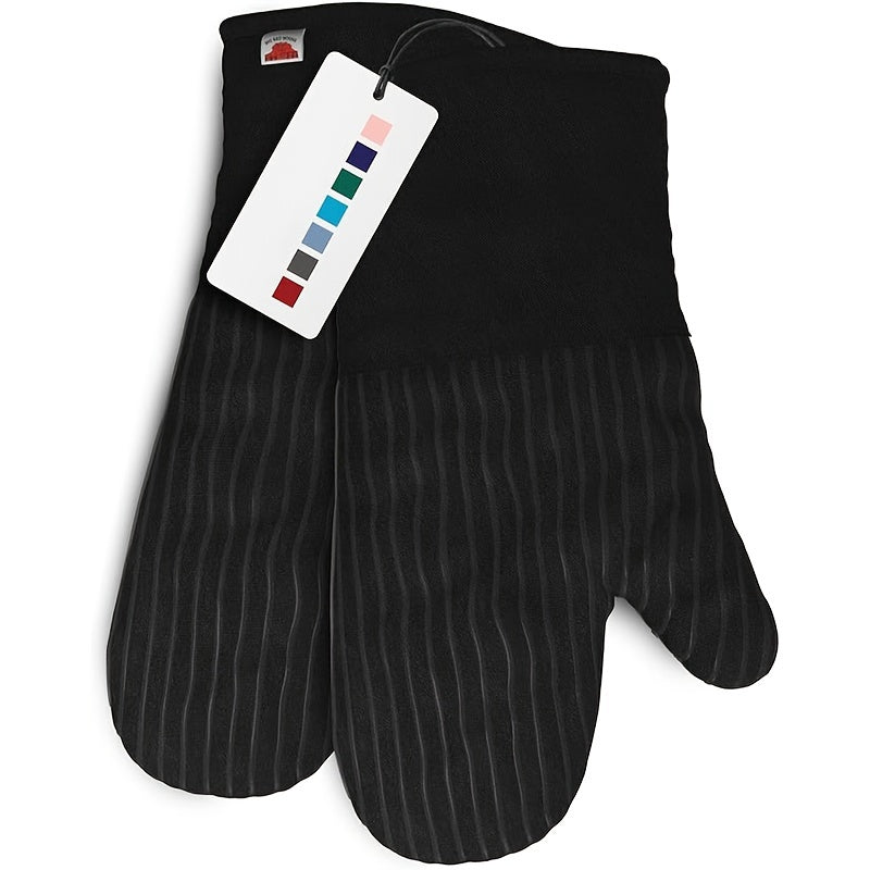 High Heat Resistant 500 Degree Oven Mitts and Pot Holders - 6pcs Set, 1 Pair Extra Long Oven Glove with Non-Slip Silicone Surface for Cooking