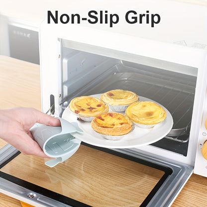 2pcs Microwave Oven Oven Casserole Heat Insulation Food-grade Silicone Anti-scald Thickened Gloves Heat-resistant High Temperature Hand Clamps Kitchen Magic Weapon