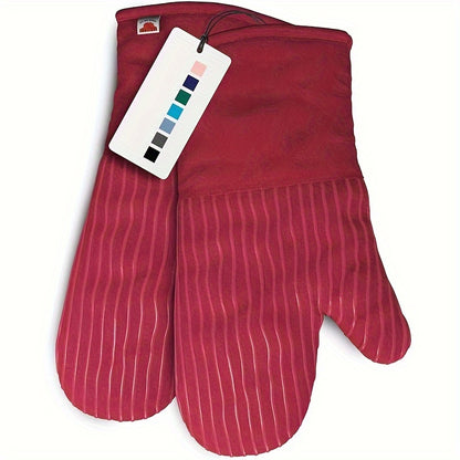 High Heat Resistant 500 Degree Oven Mitts and Pot Holders - 6pcs Set, 1 Pair Extra Long Oven Glove with Non-Slip Silicone Surface for Cooking