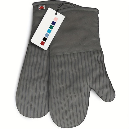 High Heat Resistant 500 Degree Oven Mitts and Pot Holders - 6pcs Set, 1 Pair Extra Long Oven Glove with Non-Slip Silicone Surface for Cooking